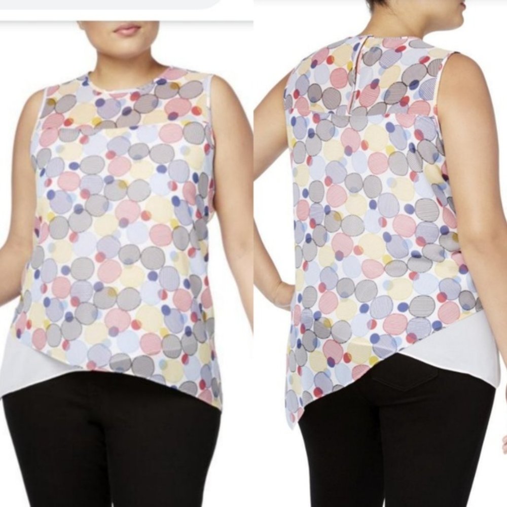 NWT Anne Klein polka dot layered Asymmetrical hem